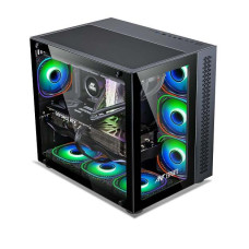 Ant Esports Crystal Dual-Chamber ARGB Gaming Cabinet – Black