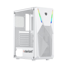 Clarion JM-KRAFT Mid-Tower ATX Gaming Cabinet with 3 Pre-Installed Rainbow RGB Fans And LED Strips (White)