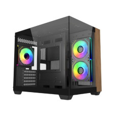 Cooler Master Elite 481 Wood ARGB Mini Tower Gaming Cabinet - Black