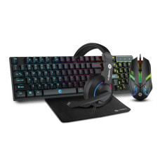 Frontech KB-0038 Dragon Warrior Gaming 4 in 1 Combo Set of Gaming Keyboard with RGB LED Backlit Mouse with 1000 DPI, Mousepad and Premium Gaming Headphone- Black