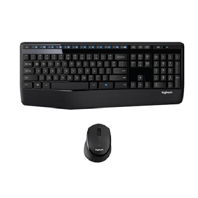 Logitech MK345 Wireless Keyboard and Mouse Set Full-Sized Keyboard with Palm Rest and Comfortable Right-Handed Mouse