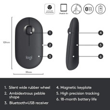 Logitech Pebble M350 Wireless Mouse - Graphite