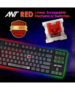 Ant Esports Thunder 20 Wired Mechanical Gaming Keyboard Red Switch - Black