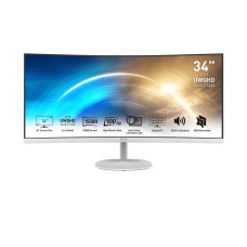 MSI Pro MP341CQW 34 Inch Curved Monitor - White