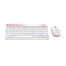 Logitech MK240 Nano Wireless Keyboard and Mouse Combo - White & Vivid Red